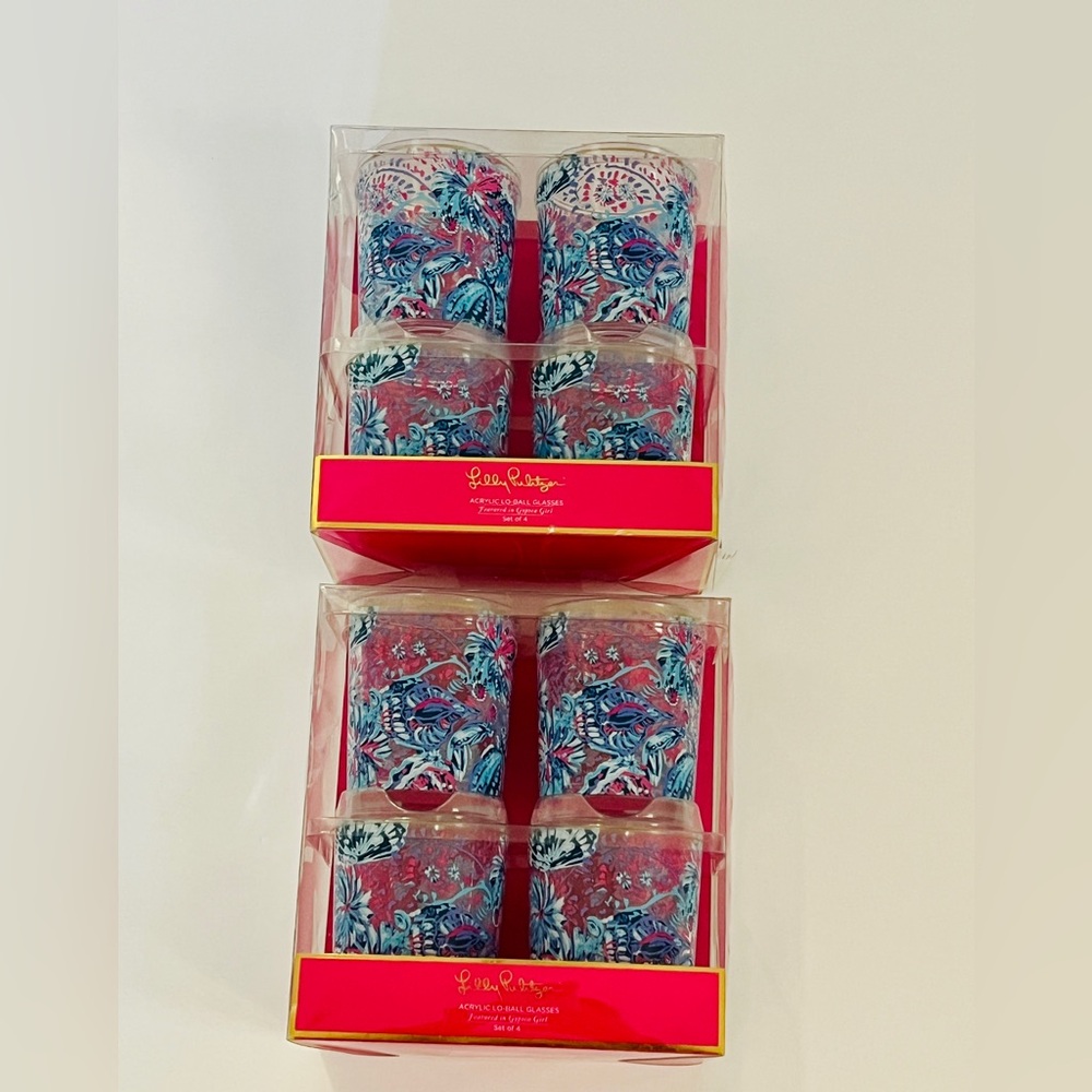 NEW IN BOX! Lilly Pulitzer SETOF 8 hi-ball glasses featured in gypsea girl!